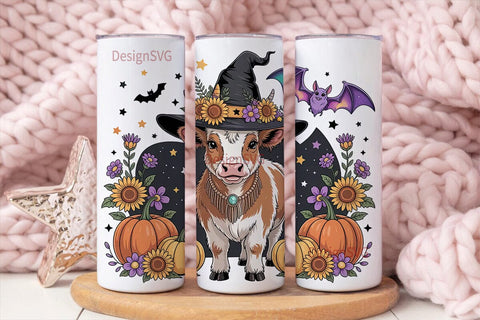 Halloween Highland Cow 20oz Tumbler Wrap Sublimation DesignSVG 