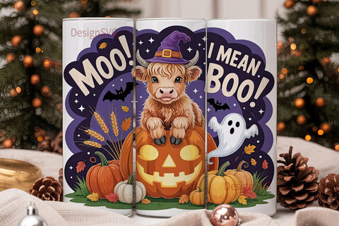 Halloween Highland Cow 20oz Tumbler Wrap Sublimation DesignSVG 