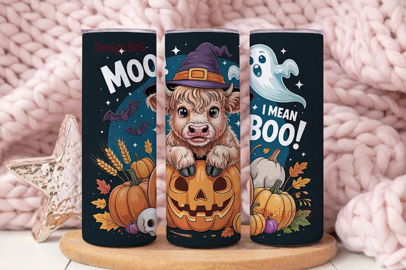 Halloween Highland Cow 20oz Tumbler Wrap Sublimation DesignSVG 