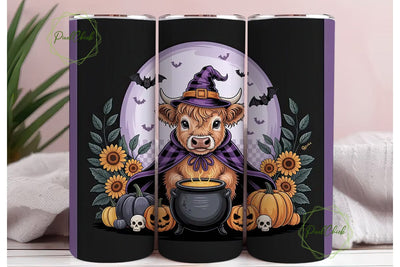 Halloween Highland Cow 20oz Tumbler Wrap Sublimation PixelChick 
