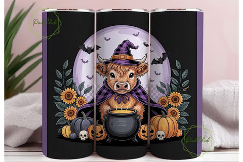 Halloween Highland Cow 20oz Tumbler Wrap Sublimation PixelChick 
