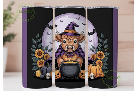 Halloween Highland Cow 20oz Tumbler Wrap Sublimation PixelChick 
