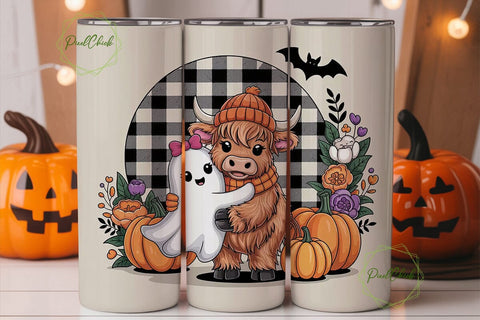 Halloween Highland Cow 20oz Tumbler Wrap Sublimation PixelChick 