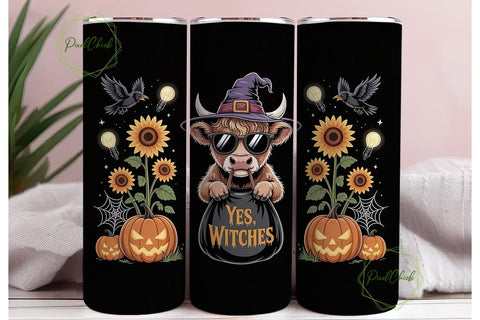 Halloween Highland Cow 20oz Tumbler Wrap Sublimation PixelChick 