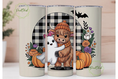 Halloween Highland Cow 20oz Tumbler Wrap Sublimation PixelChick 