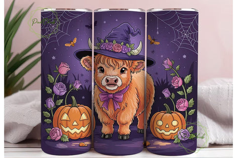 Halloween Highland Cow 20oz Tumbler Wrap Sublimation PixelChick 