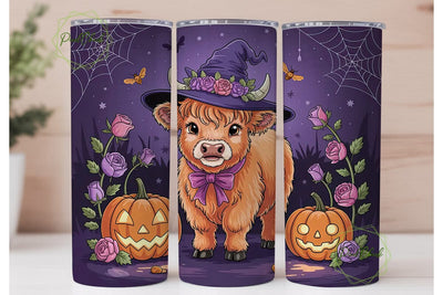 Halloween Highland Cow 20oz Tumbler Wrap Sublimation PixelChick 