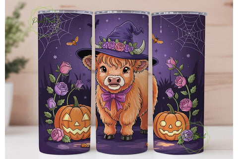 Halloween Highland Cow 20oz Tumbler Wrap Sublimation PixelChick 