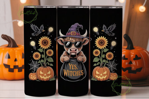 Halloween Highland Cow 20oz Tumbler Wrap Sublimation PixelChick 