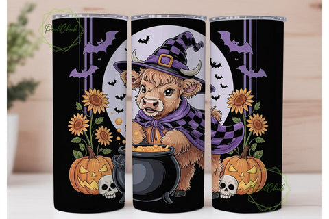 Halloween Highland Cow 20oz Tumbler Wrap Sublimation PixelChick 