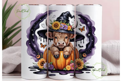 Halloween Highland Cow 20oz Tumbler Wrap Sublimation PixelChick 
