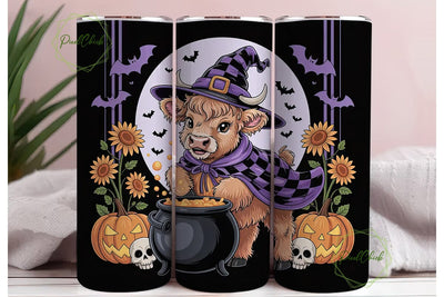 Halloween Highland Cow 20oz Tumbler Wrap Sublimation PixelChick 