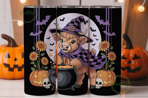 Halloween Highland Cow 20oz Tumbler Wrap Sublimation PixelChick 