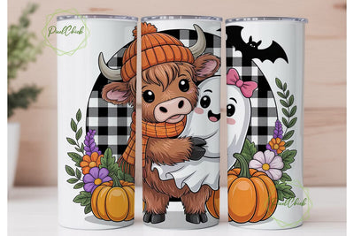 Halloween Highland Cow 20oz Tumbler Wrap Sublimation PixelChick 