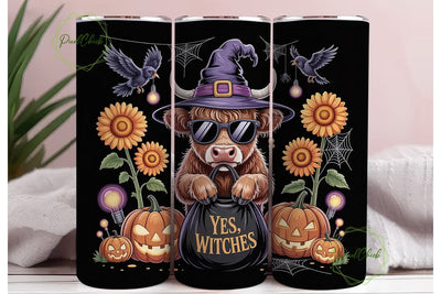 Halloween Highland Cow 20oz Tumbler Wrap Sublimation PixelChick 