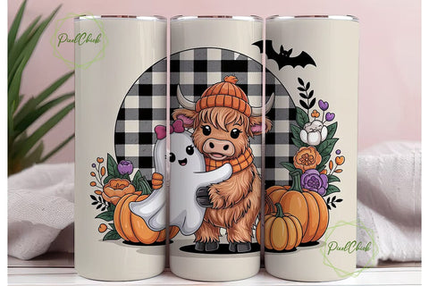 Halloween Highland Cow 20oz Tumbler Wrap Sublimation PixelChick 