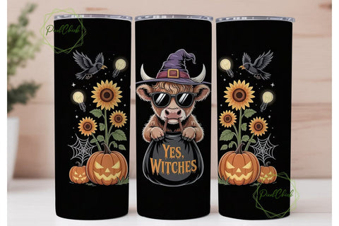 Halloween Highland Cow 20oz Tumbler Wrap Sublimation PixelChick 