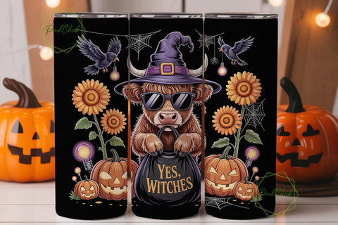 Halloween Highland Cow 20oz Tumbler Wrap Sublimation PixelChick 