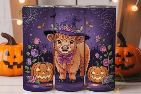 Halloween Highland Cow 20oz Tumbler Wrap Sublimation PixelChick 