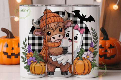 Halloween Highland Cow 20oz Tumbler Wrap Sublimation PixelChick 