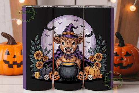 Halloween Highland Cow 20oz Tumbler Wrap Sublimation PixelChick 
