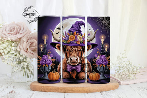 Halloween Highland Cow 20oz Tumbler Wrap Sublimation sassyprint 