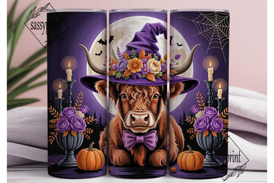 Halloween Highland Cow 20oz Tumbler Wrap Sublimation sassyprint 
