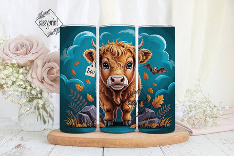 Halloween Highland Cow Calf 20oz Tumbler Sublimation sassyprint 