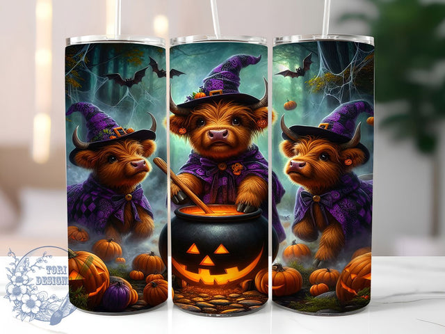 Halloween Highland Cow Fall Tumbler, Halloween Cow Wrap, 20oz Sublimation, Spooky Cow Cup, Fall Cow Design, Halloween Tumbler Wrap, Cute Cow Drinkware Sublimation ToriDesigns 