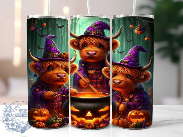 Halloween Highland Cow Fall Tumbler, Halloween Cow Wrap, 20oz Sublimation, Spooky Cow Cup, Fall Cow Design, Halloween Tumbler Wrap, Cute Cow Drinkware Sublimation ToriDesigns 