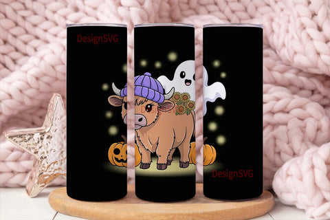 Halloween Highland Cow Tumbler Wrap Sublimation DesignSVG 