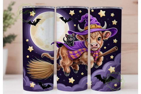 Halloween Highland Cow Tumbler Wrap Sublimation PixelChick 