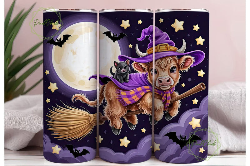 Halloween Highland Cow Tumbler Wrap Sublimation PixelChick 