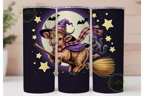Halloween Highland Cow Tumbler Wrap Sublimation PixelChick 