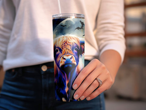 Halloween Highland Cow Tumbler wrap Sublimation PNG Sublimation Luvleigh Digitals 
