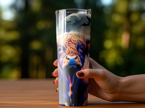Halloween Highland Cow Tumbler wrap Sublimation PNG Sublimation Luvleigh Digitals 
