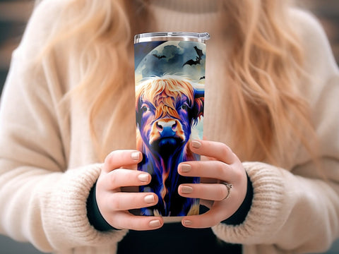 Halloween Highland Cow Tumbler wrap Sublimation PNG Sublimation Luvleigh Digitals 