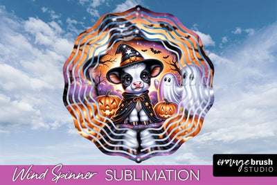 Halloween Highland Cow Wind Spinner Sublimation - Baby Cow Sublimation OrangeBrushStudio 