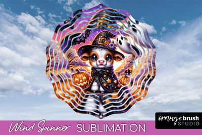 Halloween Highland Cow Wind Spinner Sublimation - Baby Cow Sublimation OrangeBrushStudio 