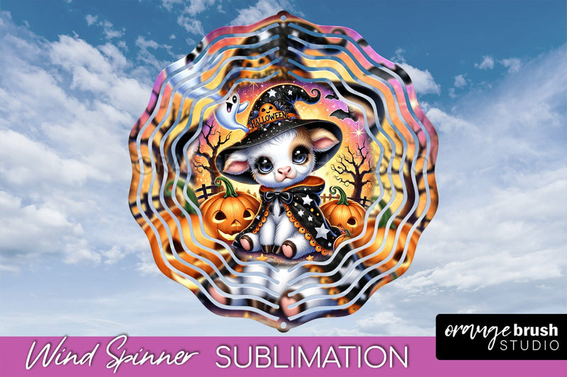 Halloween Highland Cow Wind Spinner Sublimation - Baby Cow Sublimation OrangeBrushStudio 
