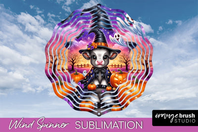Halloween Highland Cow Wind Spinner Sublimation - Baby Cow Sublimation OrangeBrushStudio 