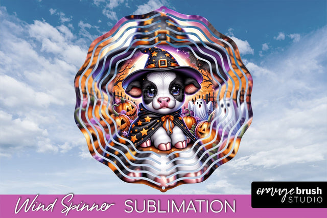 Halloween Highland Cow Wind Spinner Sublimation - Baby Cow Sublimation OrangeBrushStudio 