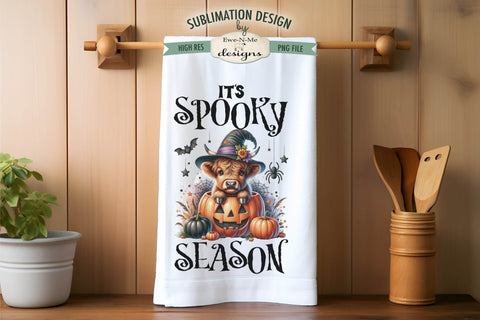 Halloween Highland Cows and Spiders | Kitchen Towel Sublimation Sublimation Ewe-N-Me Designs 