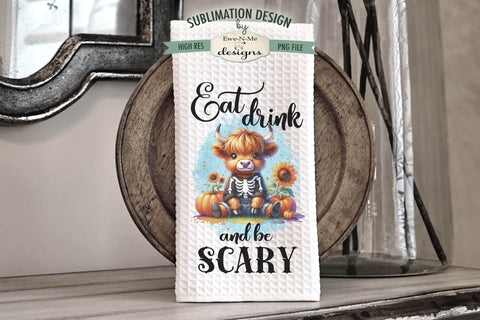 Halloween Highland Skeleton | Kitchen Towel Sublimation Designs Sublimation Ewe-N-Me Designs 