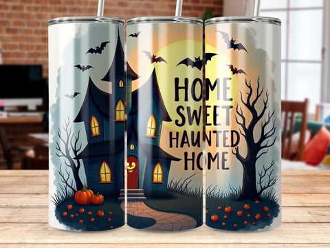 Halloween Home sweet haunted Home Tumbler Wrap PNG Sublimation Luvleigh Digitals 
