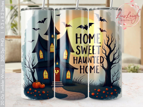 Halloween Home sweet haunted Home Tumbler Wrap PNG Sublimation Luvleigh Digitals 