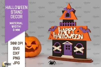 Halloween House Stand Decor Laser Cut. Spooky Halloween SVG SVG Evgenyia Guschina 