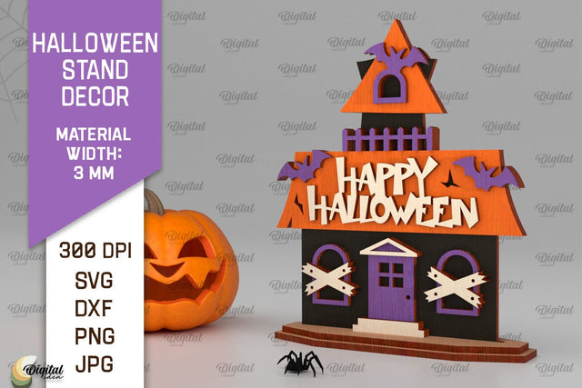 Halloween House Stand Decor Laser Cut. Spooky Halloween SVG SVG Evgenyia Guschina 