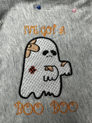 Halloween I have a Boo Boo Ghost Embroidery Design 4 Sizes-File formats in pes,dst,jef,xxx,exp,vip,vp3, ghost, boo sheet, boo, funny, ghosts Embroidery/Applique DESIGNS AestheticdesignsE 