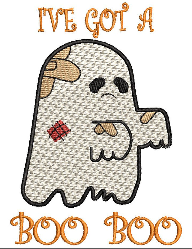 Halloween I have a Boo Boo Ghost Embroidery Design 4 Sizes-File formats in pes,dst,jef,xxx,exp,vip,vp3, ghost, boo sheet, boo, funny, ghosts Embroidery/Applique DESIGNS AestheticdesignsE 